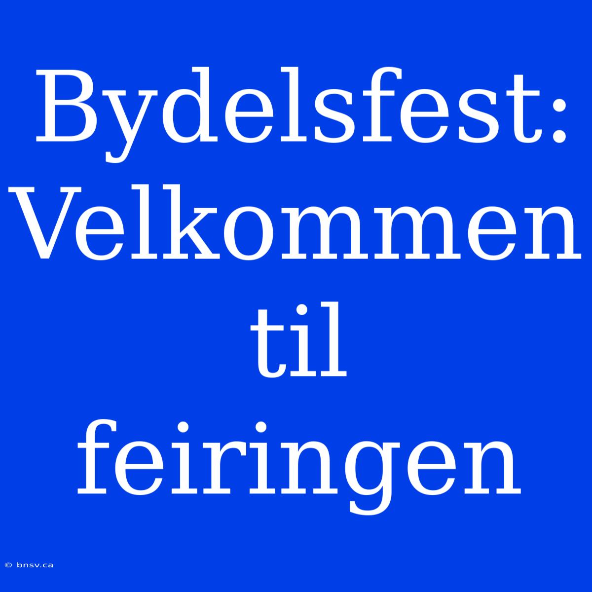 Bydelsfest: Velkommen Til Feiringen