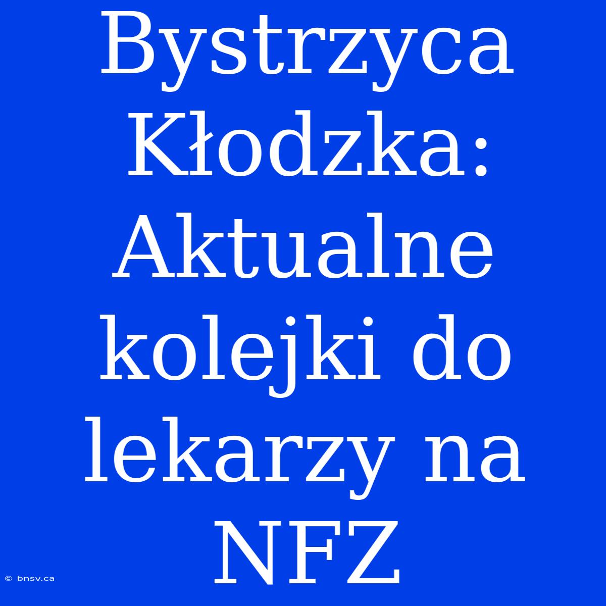 Bystrzyca Kłodzka: Aktualne Kolejki Do Lekarzy Na NFZ