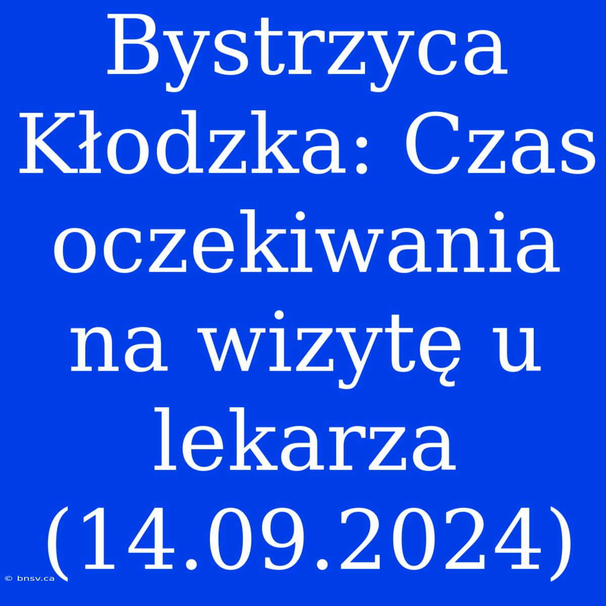 Bystrzyca Kłodzka: Czas Oczekiwania Na Wizytę U Lekarza (14.09.2024)