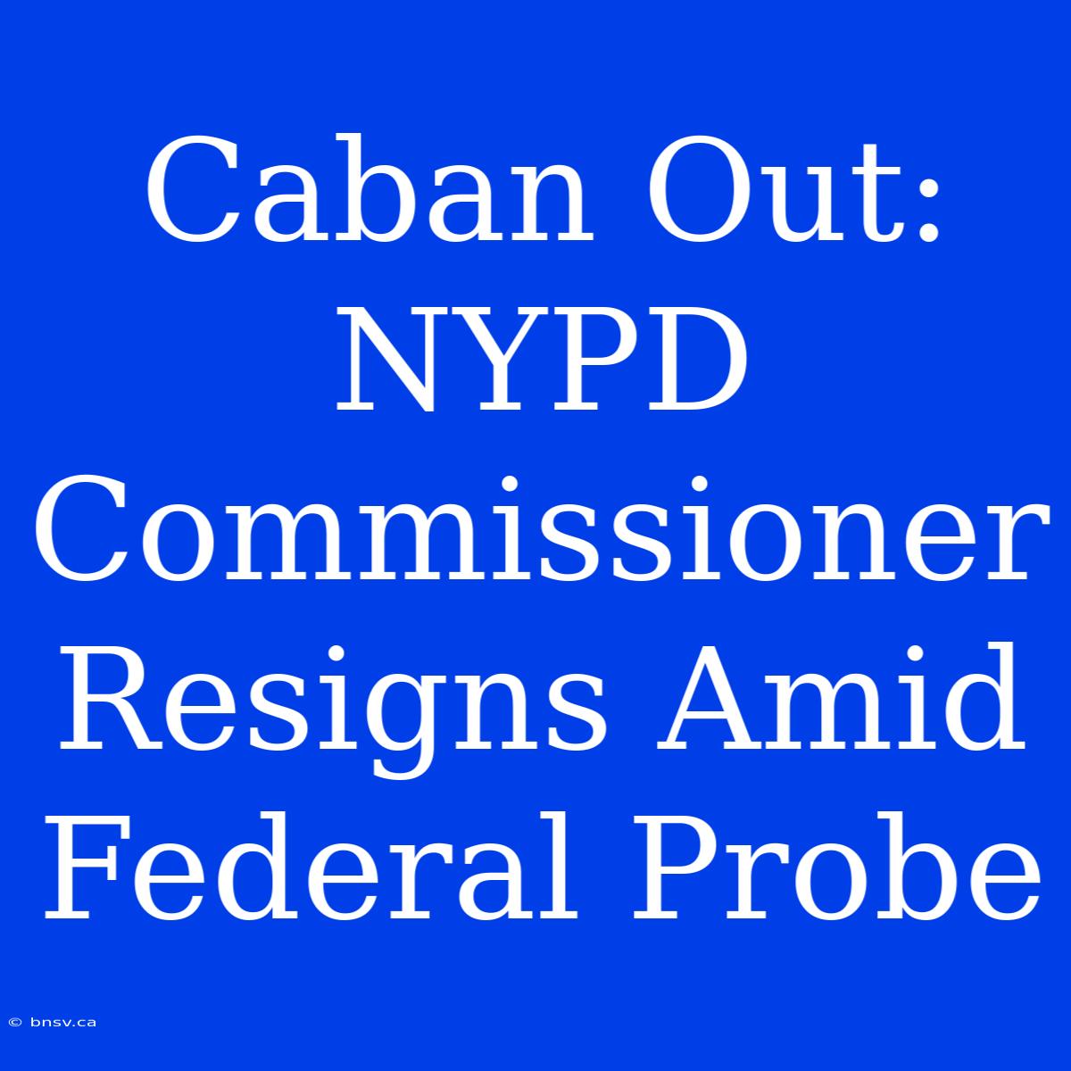 Caban Out: NYPD Commissioner Resigns Amid Federal Probe