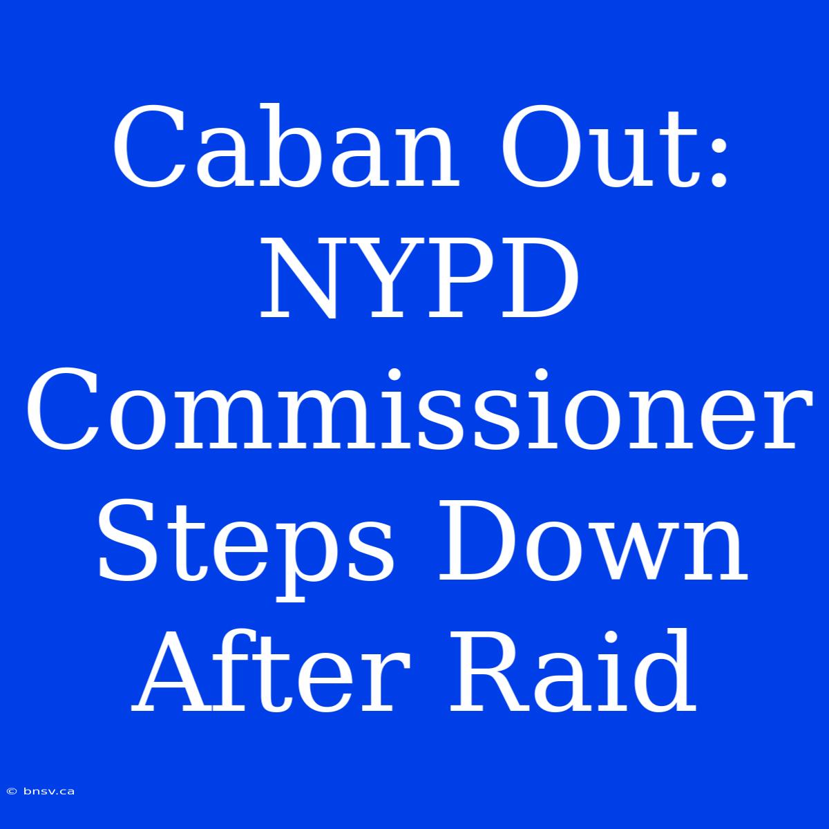 Caban Out: NYPD Commissioner Steps Down After Raid