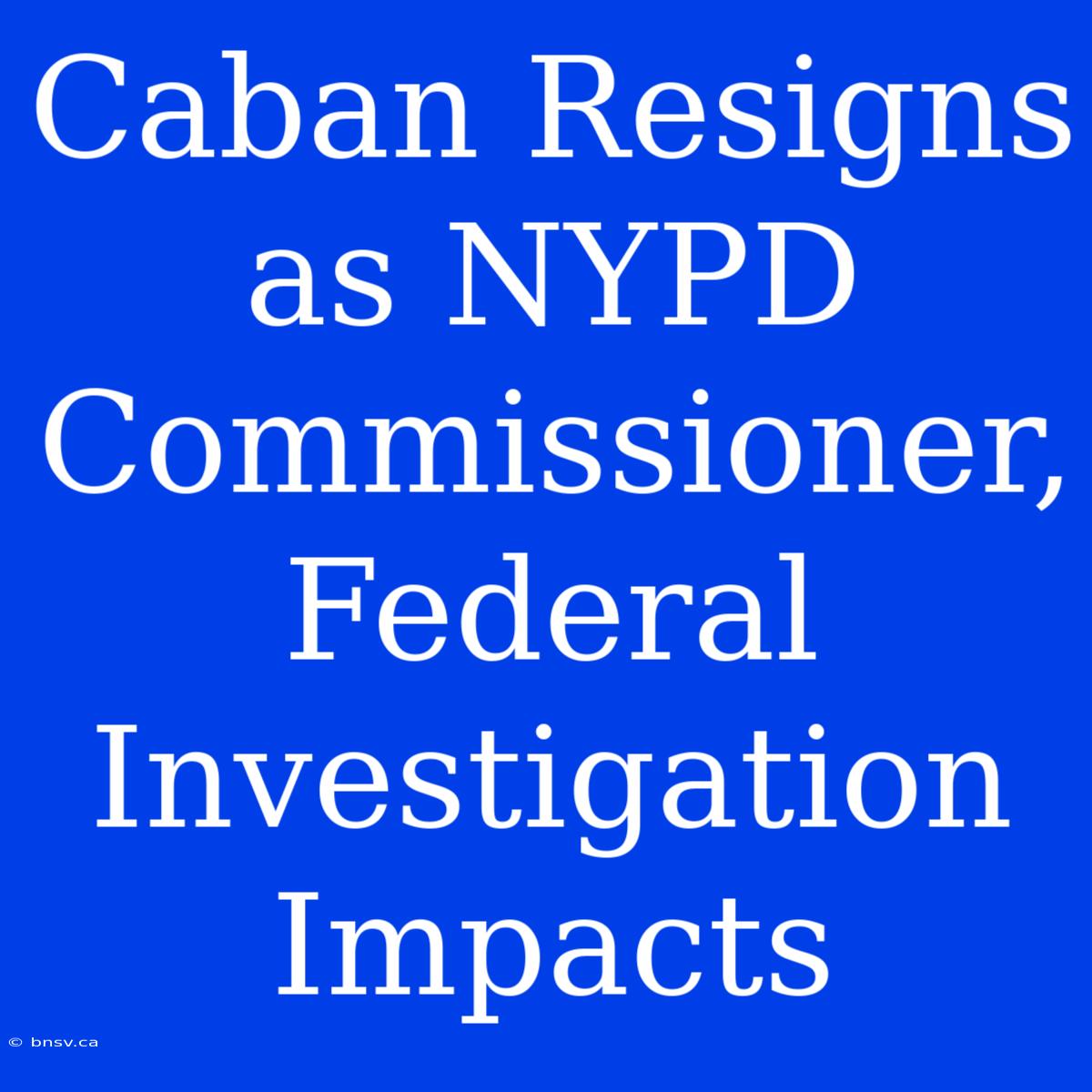 Caban Resigns As NYPD Commissioner, Federal Investigation Impacts