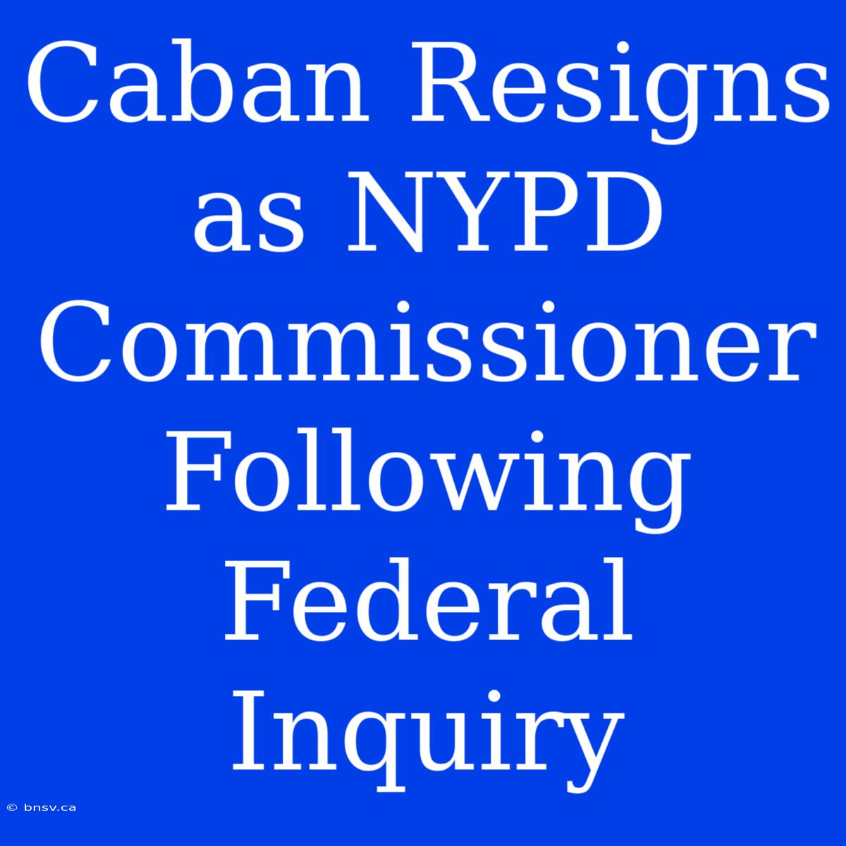 Caban Resigns As NYPD Commissioner Following Federal Inquiry