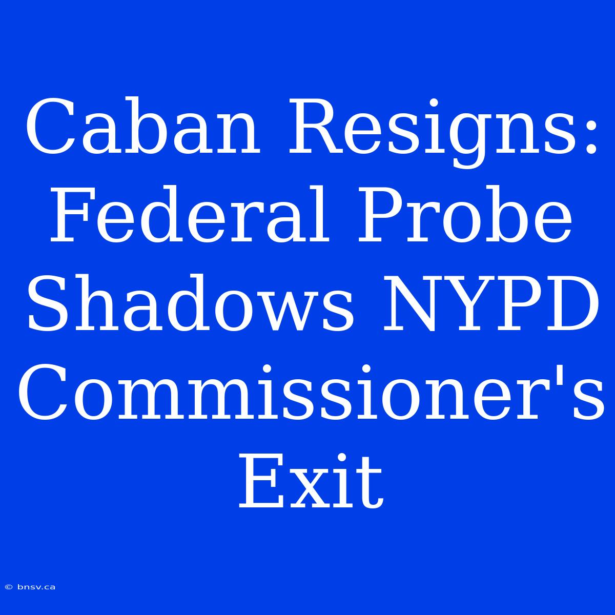 Caban Resigns: Federal Probe Shadows NYPD Commissioner's Exit