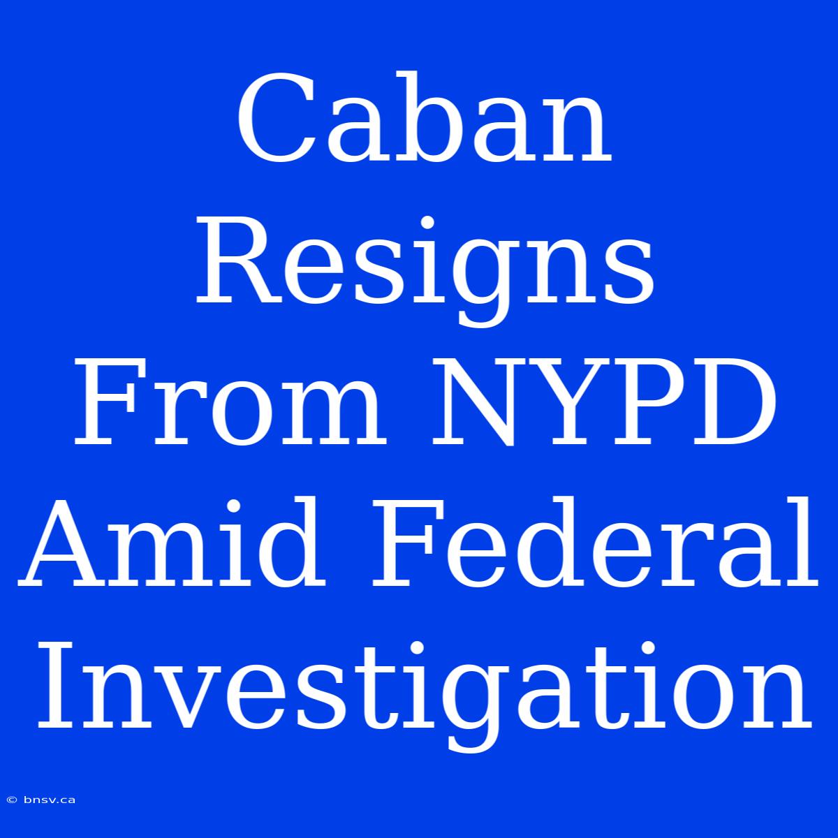 Caban Resigns From NYPD Amid Federal Investigation