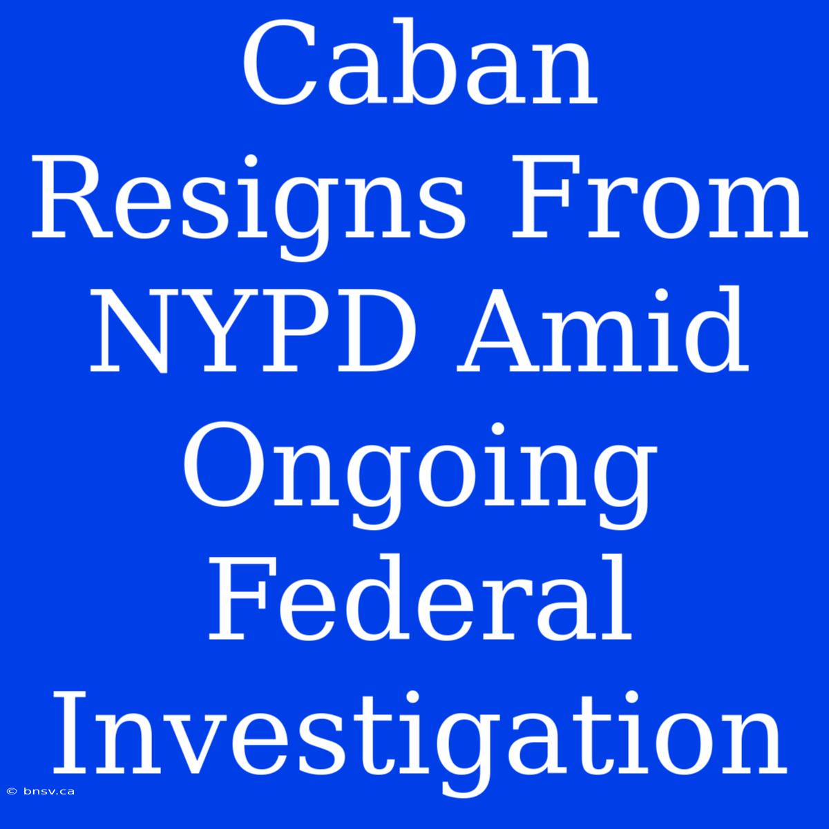 Caban Resigns From NYPD Amid Ongoing Federal Investigation