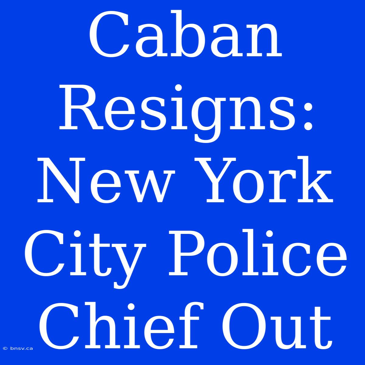 Caban Resigns: New York City Police Chief Out