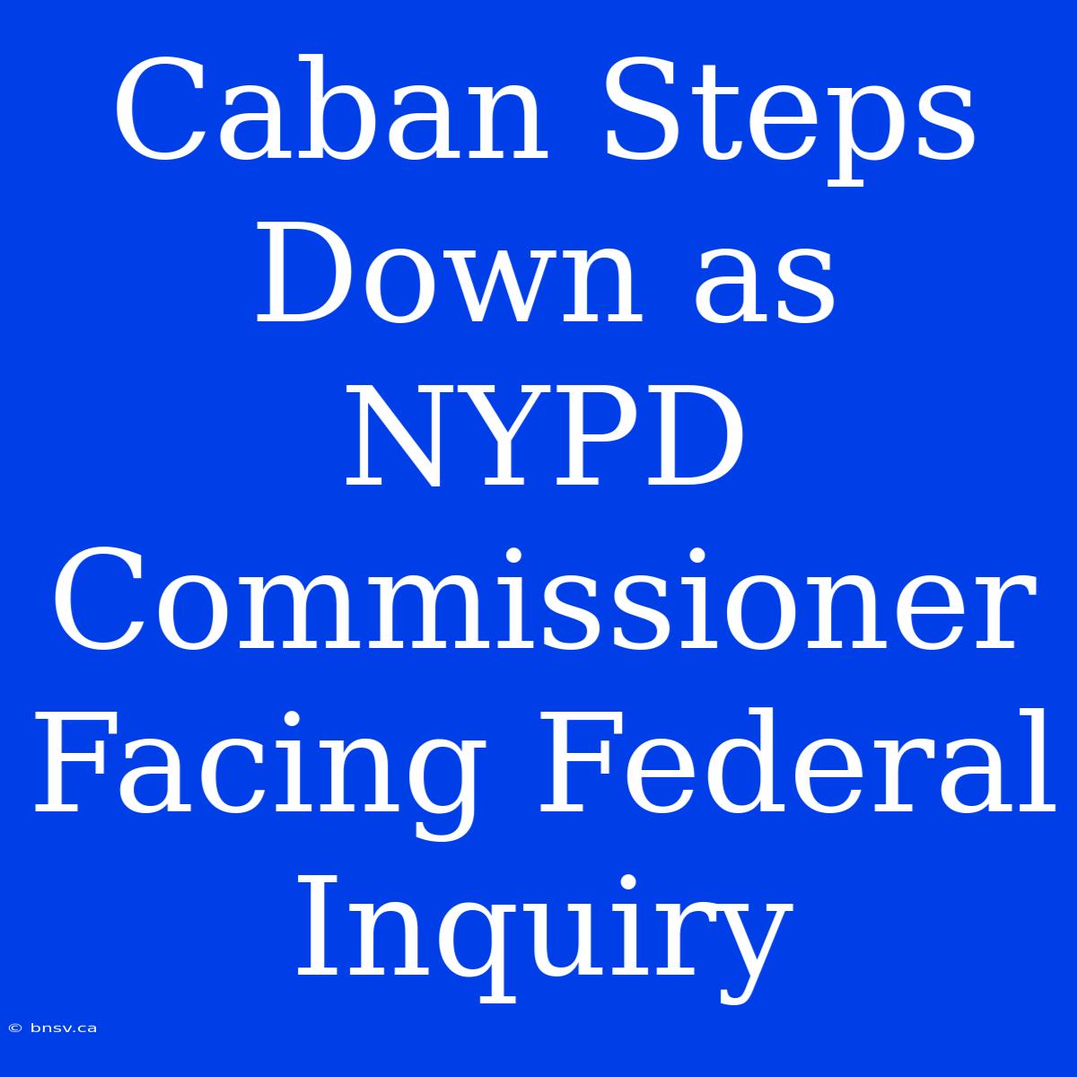 Caban Steps Down As NYPD Commissioner Facing Federal Inquiry