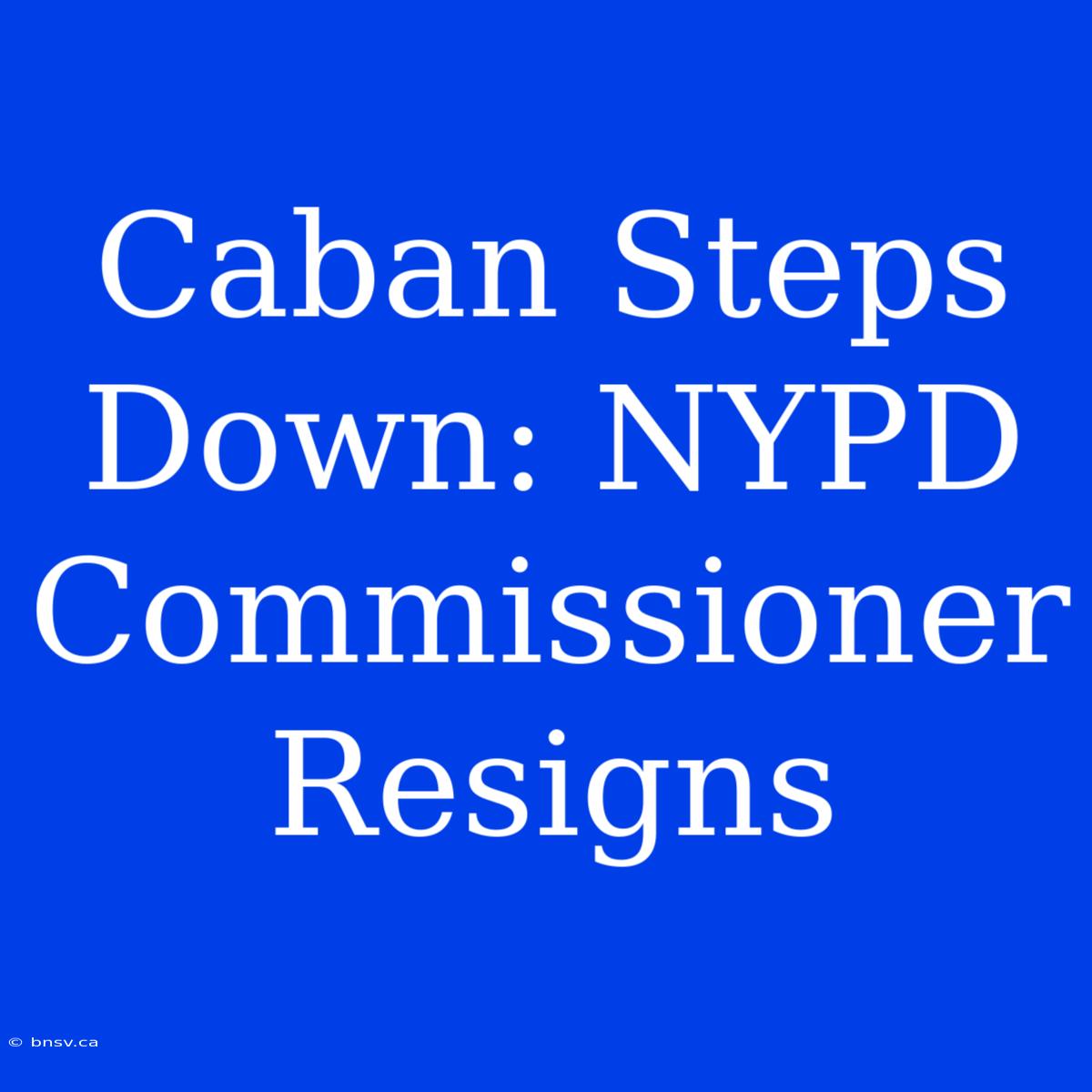 Caban Steps Down: NYPD Commissioner Resigns