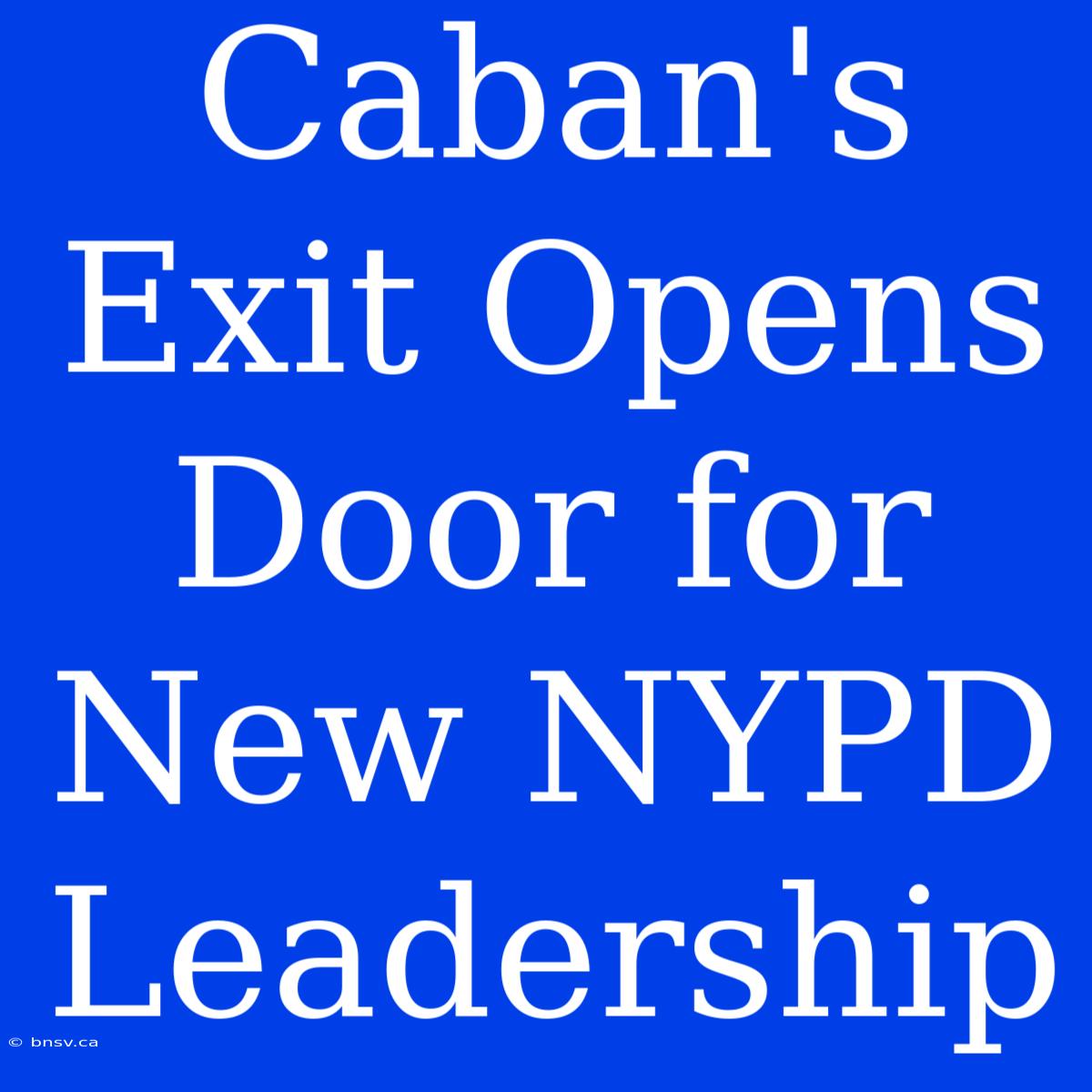 Caban's Exit Opens Door For New NYPD Leadership