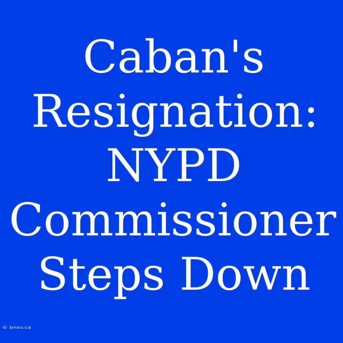 Caban's Resignation: NYPD Commissioner Steps Down