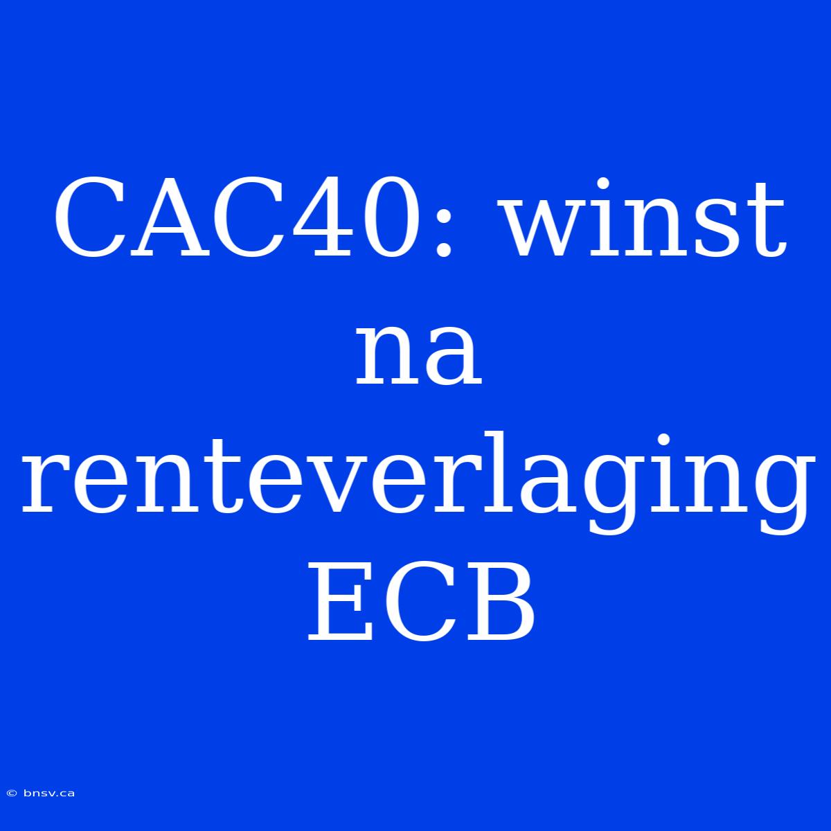 CAC40: Winst Na Renteverlaging ECB