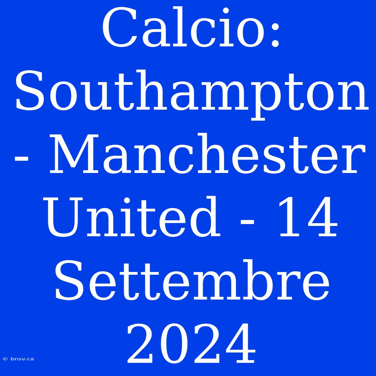 Calcio: Southampton - Manchester United - 14 Settembre 2024