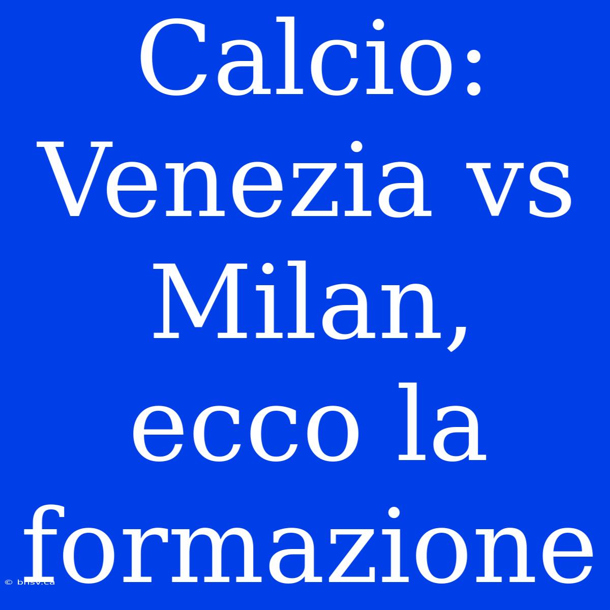 Calcio: Venezia Vs Milan, Ecco La Formazione