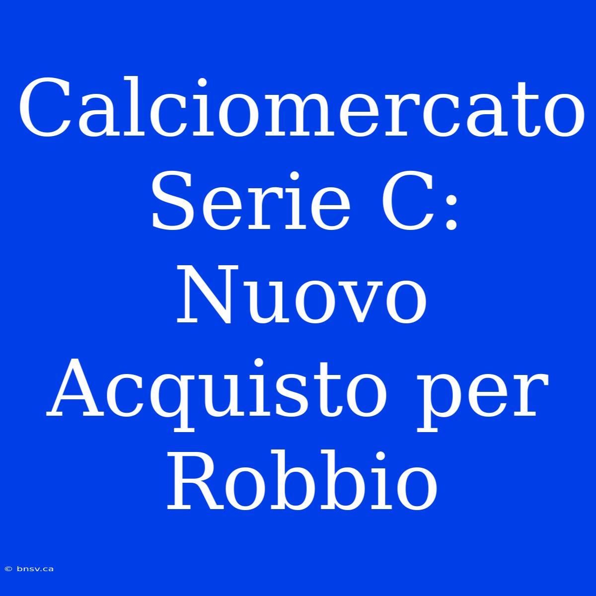 Calciomercato Serie C: Nuovo Acquisto Per Robbio