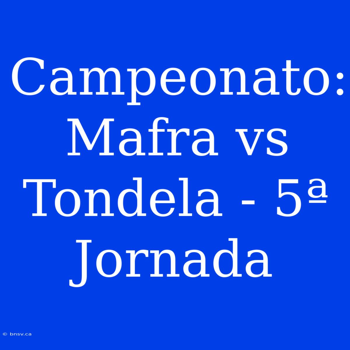 Campeonato: Mafra Vs Tondela - 5ª Jornada