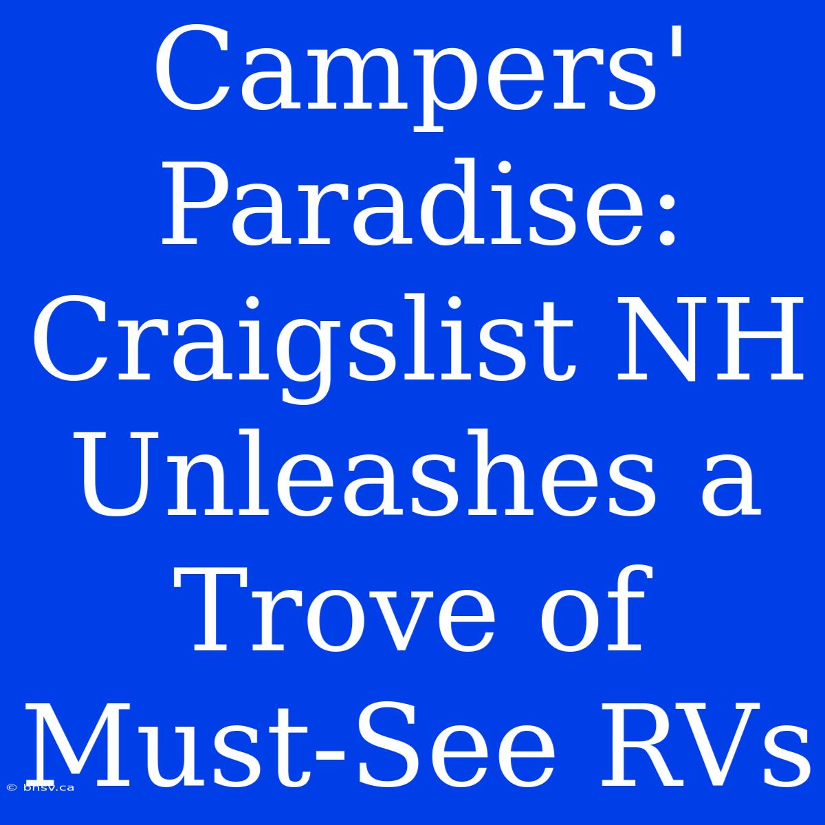 Campers' Paradise: Craigslist NH Unleashes A Trove Of Must-See RVs