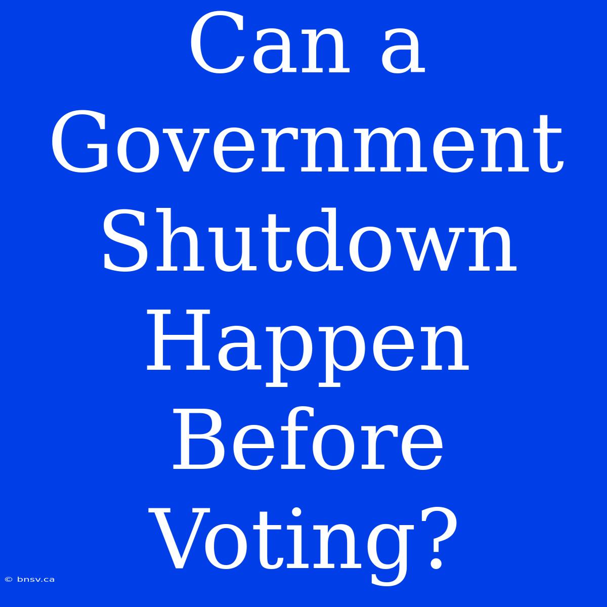 Can A Government Shutdown Happen Before Voting?