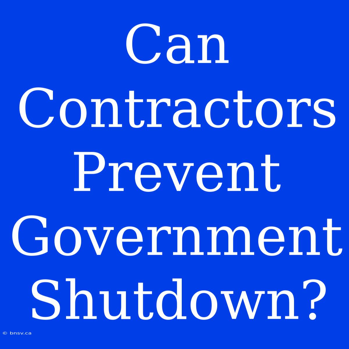 Can Contractors Prevent Government Shutdown?