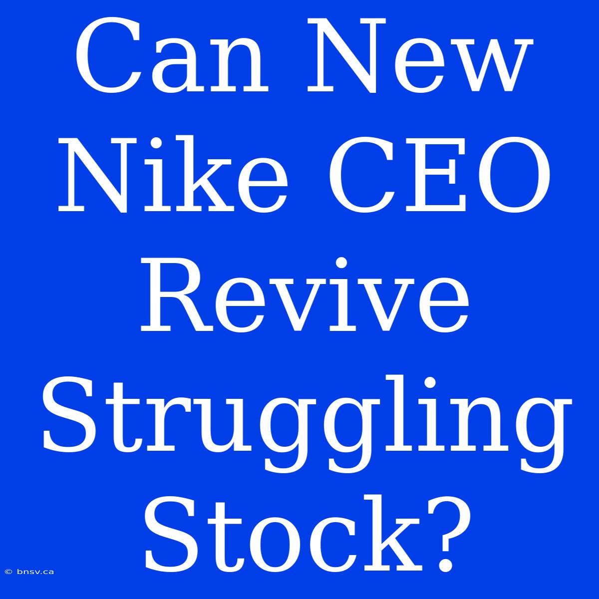 Can New Nike CEO Revive Struggling Stock?