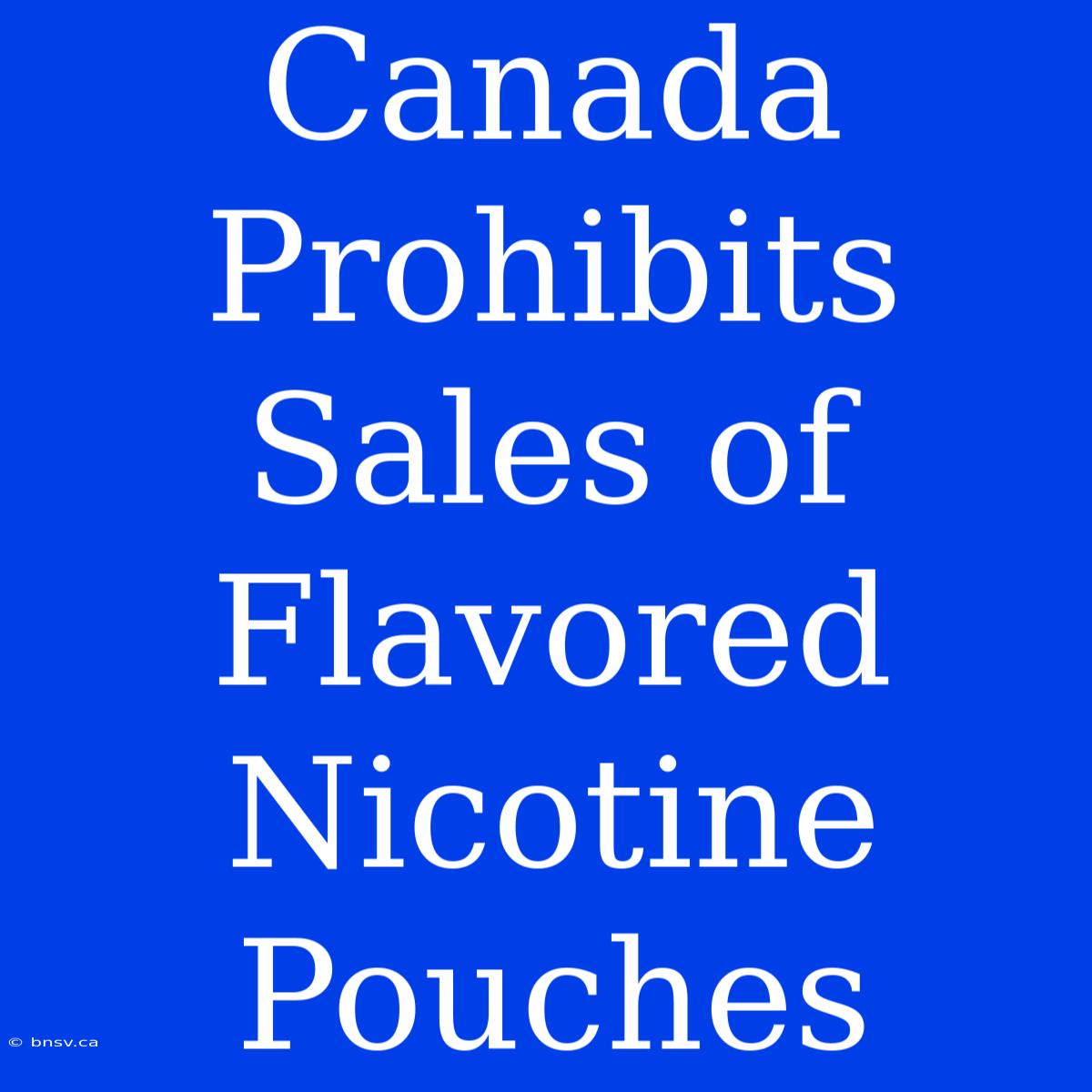 Canada Prohibits Sales Of Flavored Nicotine Pouches