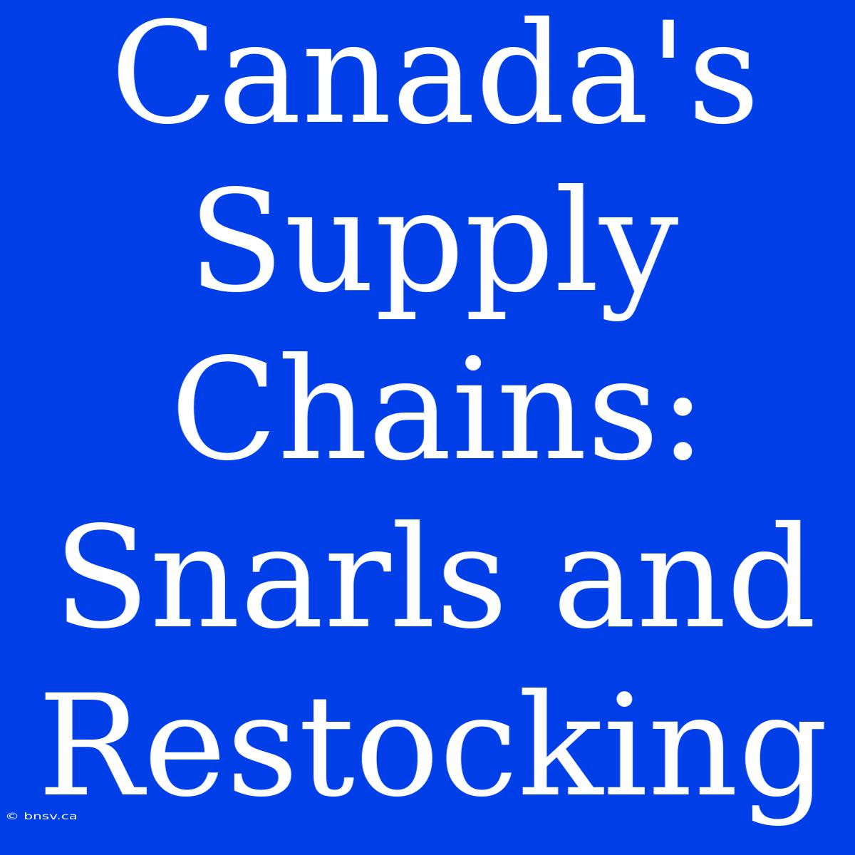 Canada's Supply Chains: Snarls And Restocking