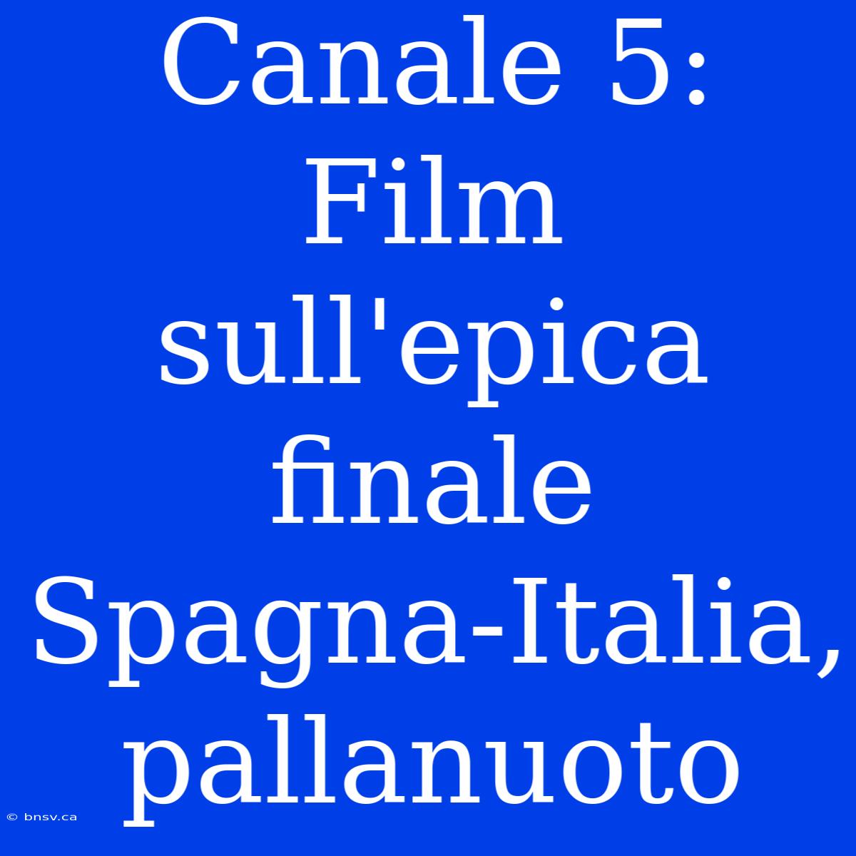 Canale 5: Film Sull'epica Finale Spagna-Italia, Pallanuoto