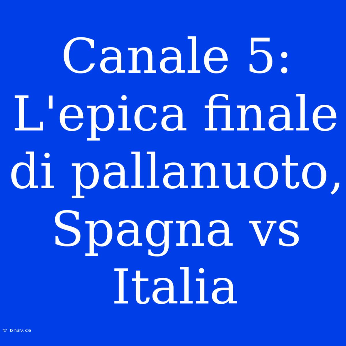 Canale 5: L'epica Finale Di Pallanuoto, Spagna Vs Italia