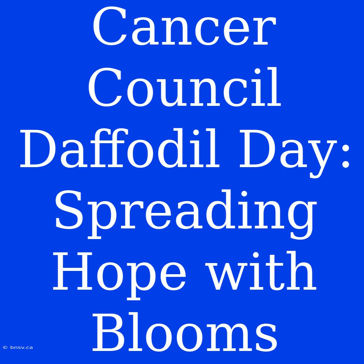 Cancer Council Daffodil Day: Spreading Hope With Blooms