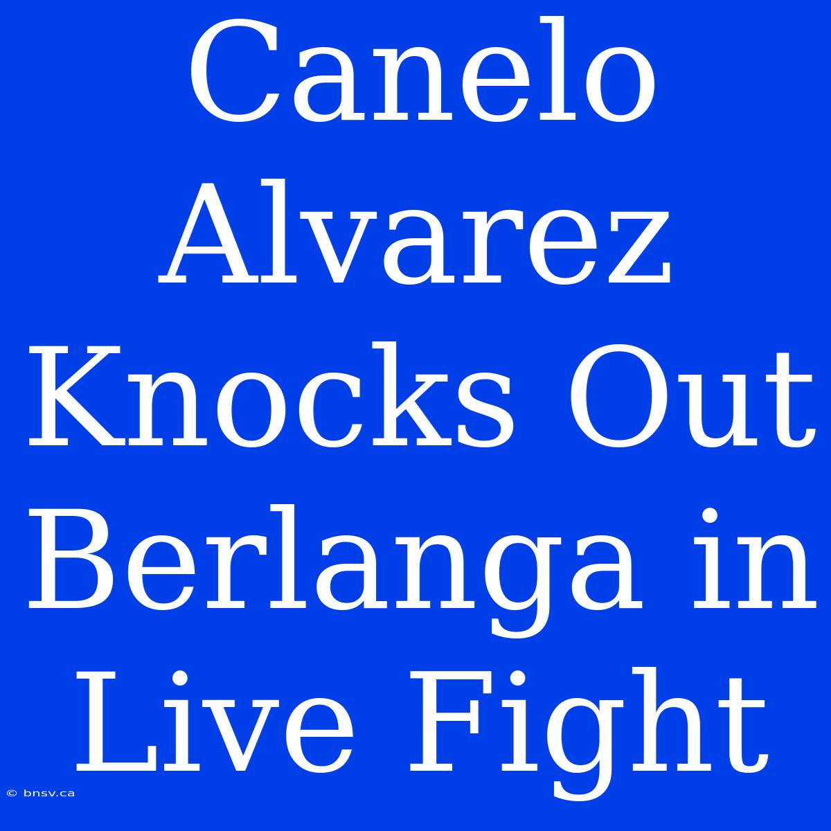 Canelo Alvarez Knocks Out Berlanga In Live Fight