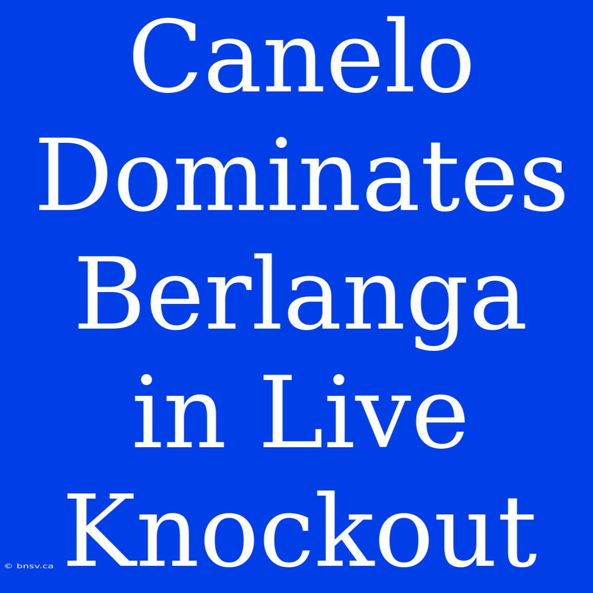 Canelo Dominates Berlanga In Live Knockout