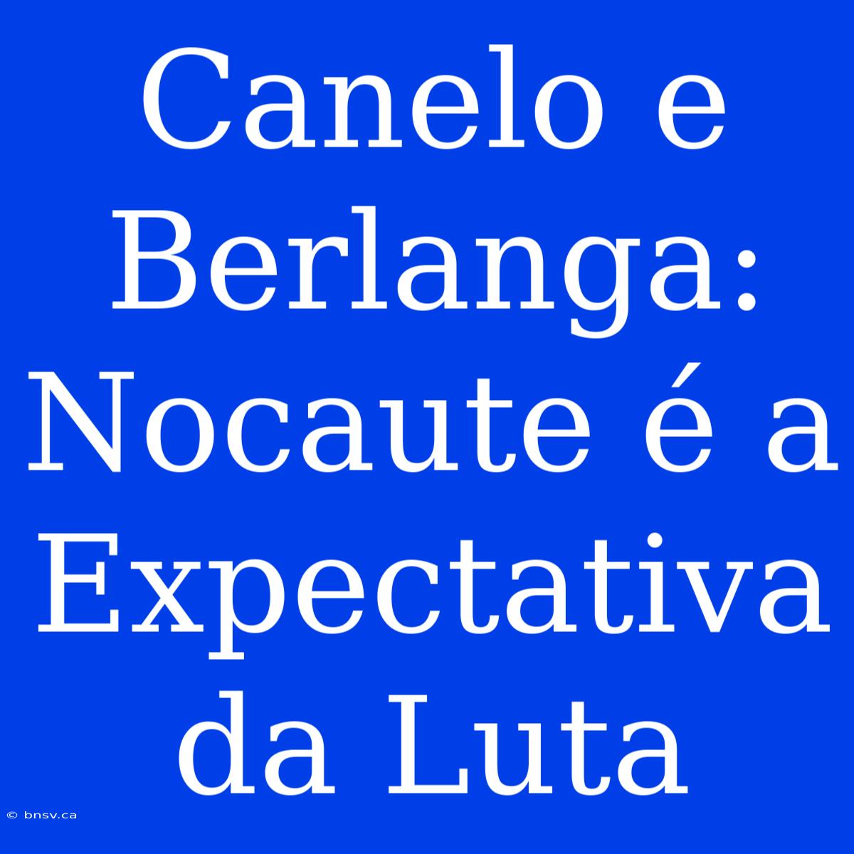 Canelo E Berlanga: Nocaute É A Expectativa Da Luta