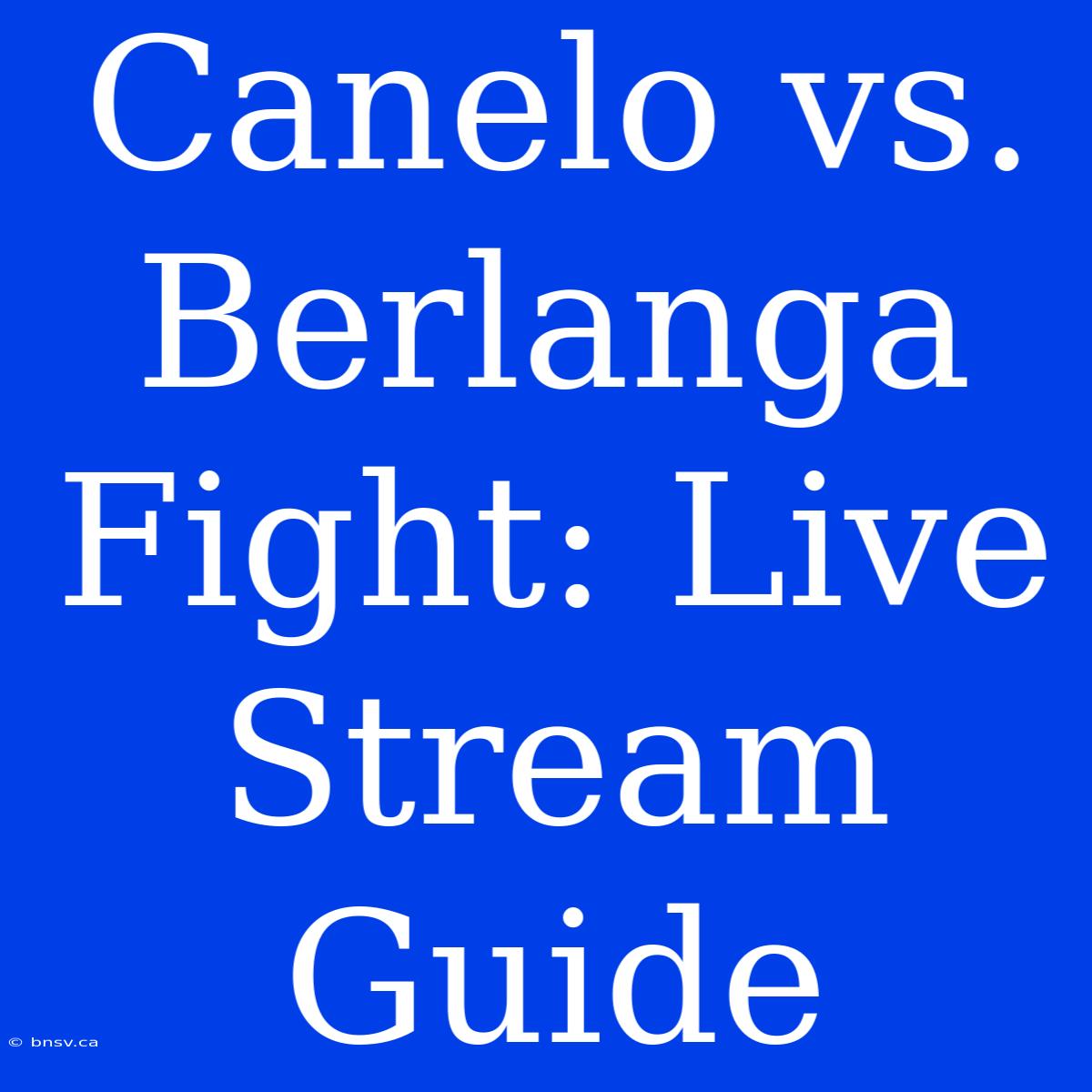 Canelo Vs. Berlanga Fight: Live Stream Guide