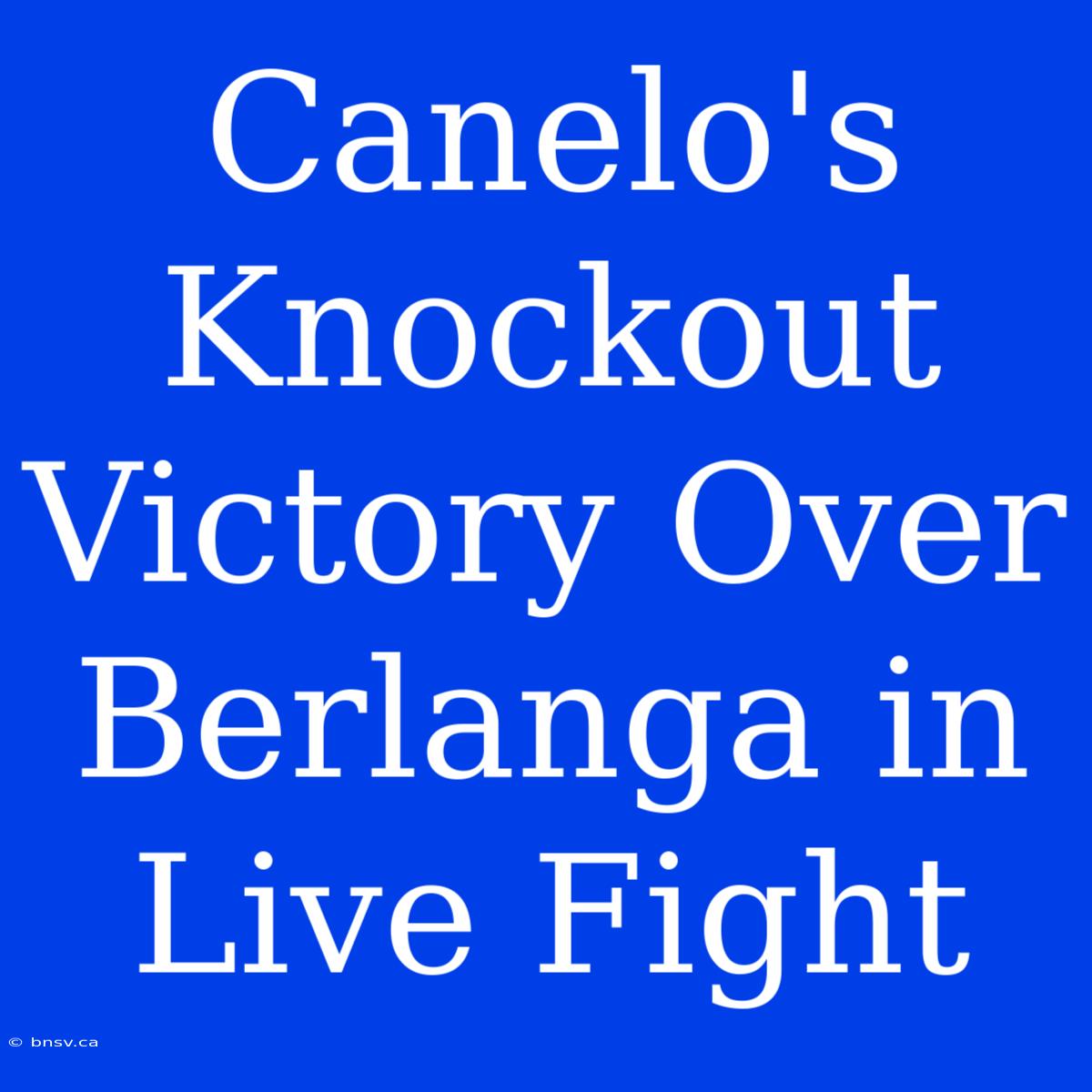 Canelo's Knockout Victory Over Berlanga In Live Fight