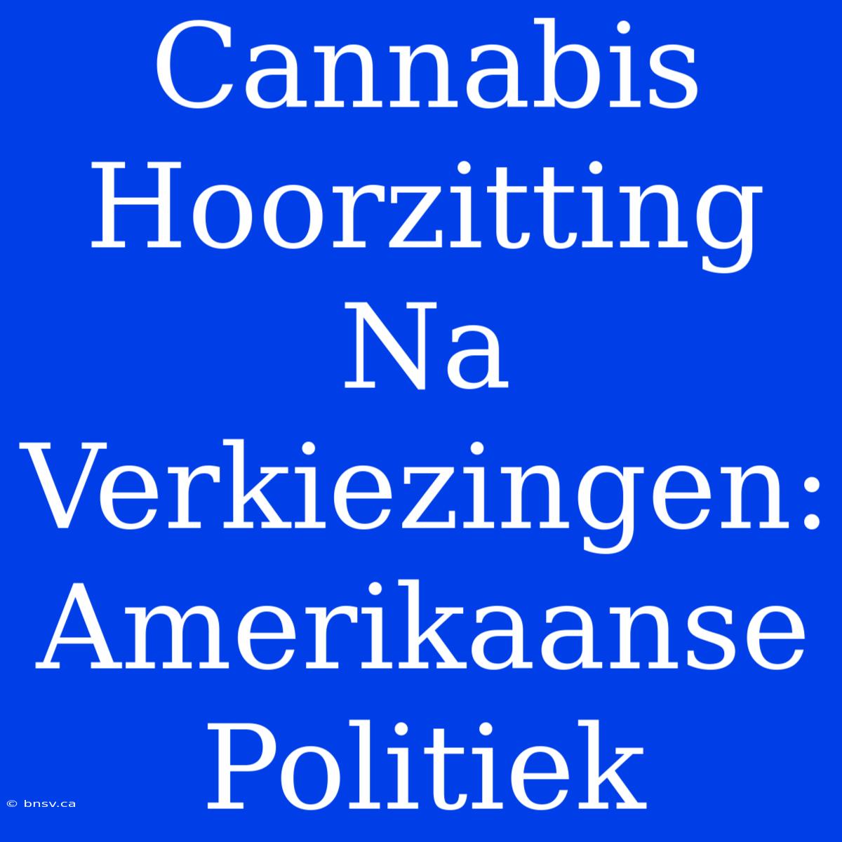 Cannabis Hoorzitting Na Verkiezingen: Amerikaanse Politiek