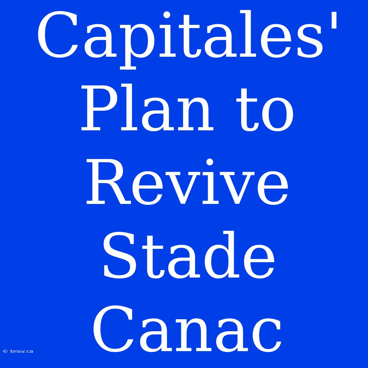 Capitales' Plan To Revive Stade Canac