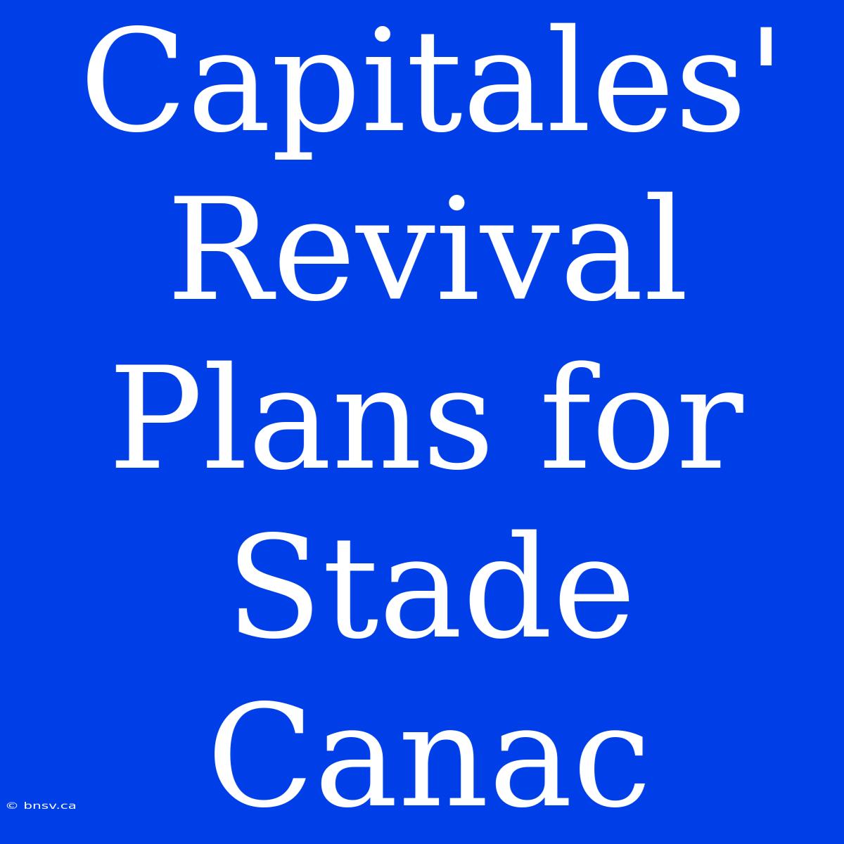 Capitales' Revival Plans For Stade Canac