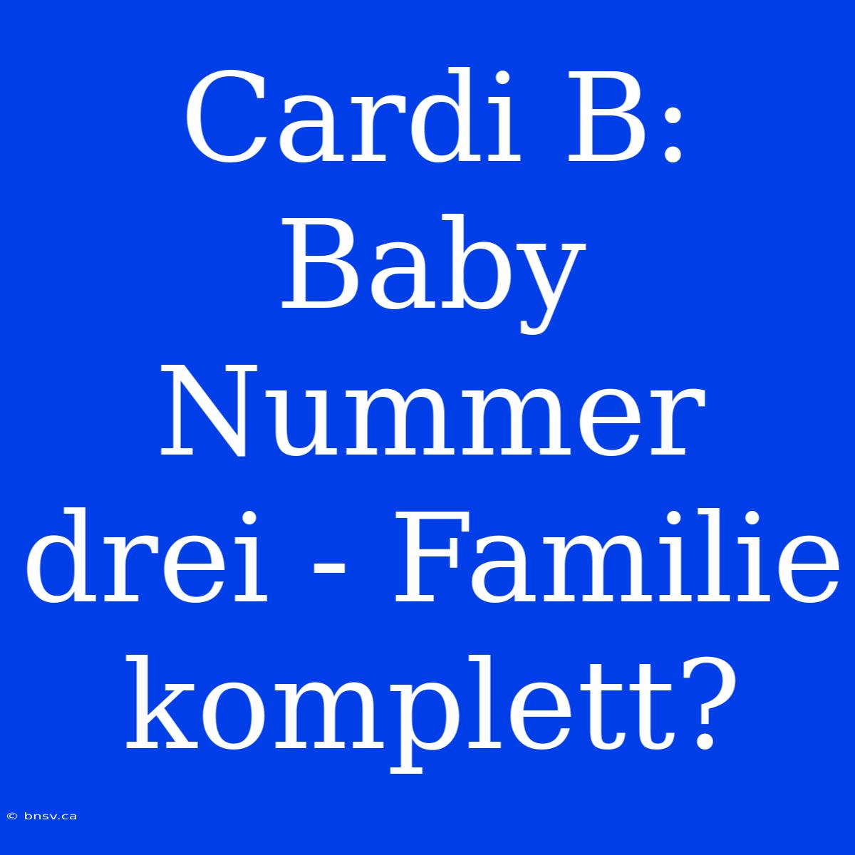 Cardi B: Baby Nummer Drei - Familie Komplett?