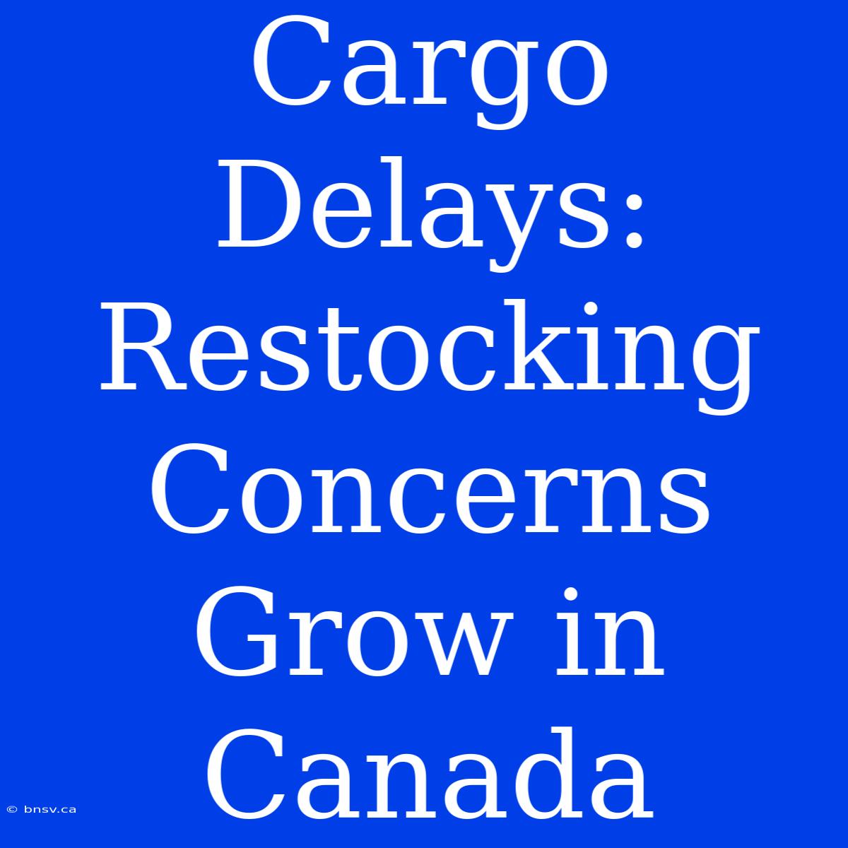 Cargo Delays: Restocking Concerns Grow In Canada