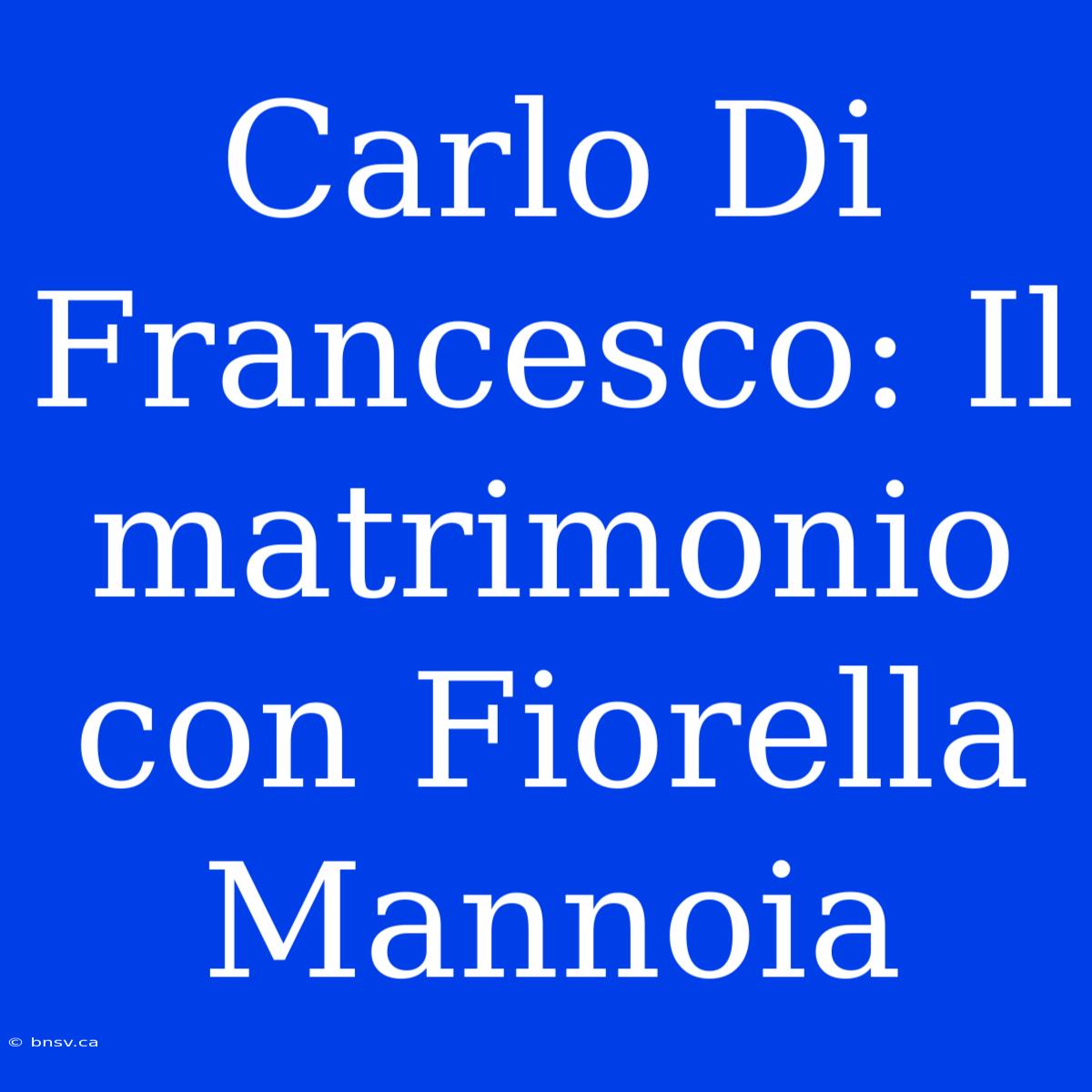 Carlo Di Francesco: Il Matrimonio Con Fiorella Mannoia