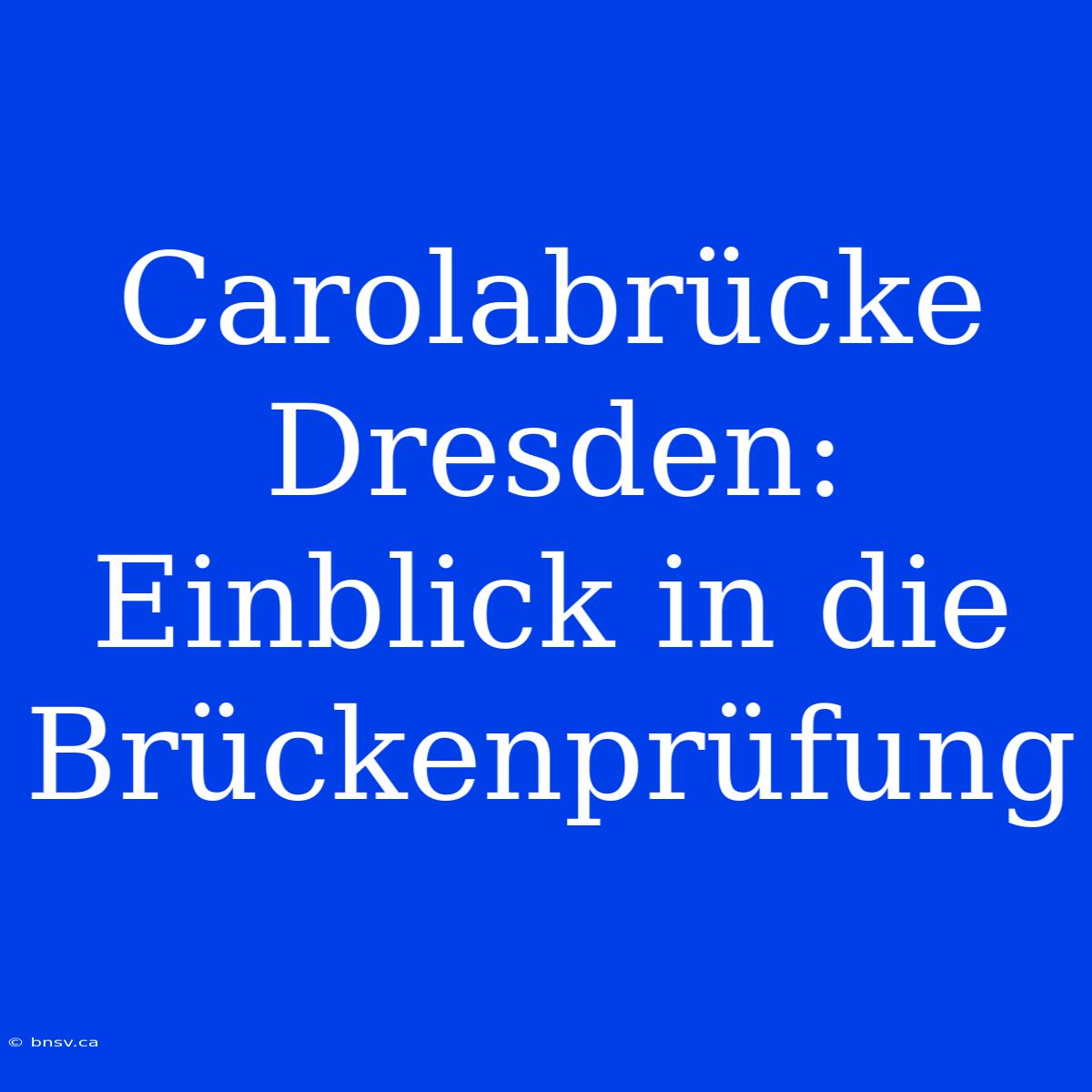 Carolabrücke Dresden: Einblick In Die Brückenprüfung