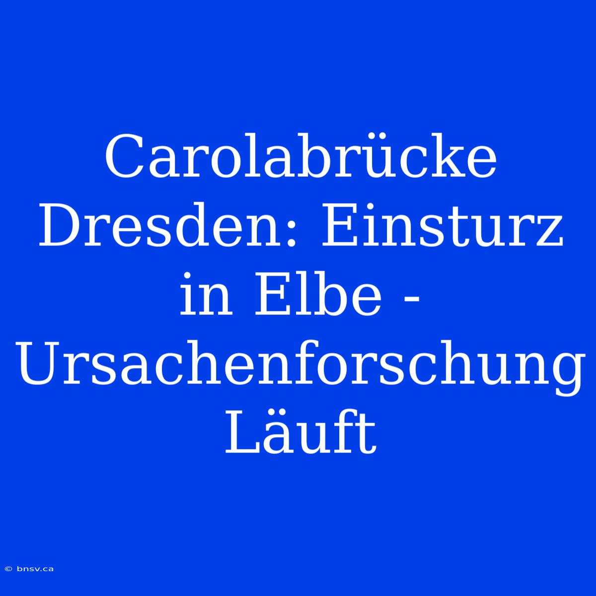 Carolabrücke Dresden: Einsturz In Elbe - Ursachenforschung Läuft