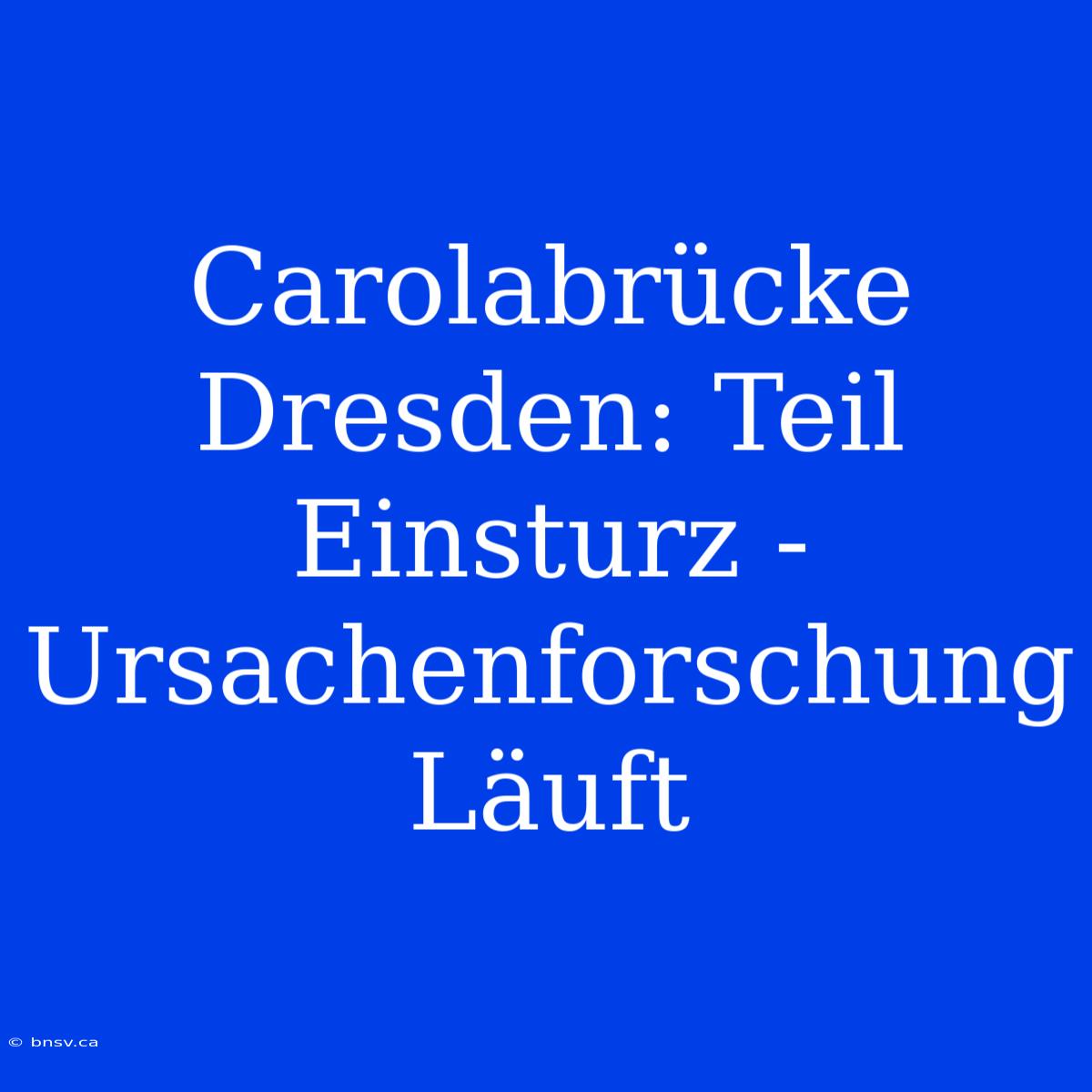 Carolabrücke Dresden: Teil Einsturz - Ursachenforschung Läuft