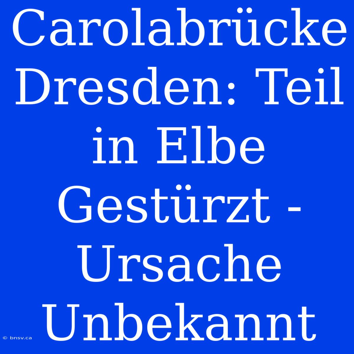 Carolabrücke Dresden: Teil In Elbe Gestürzt - Ursache Unbekannt