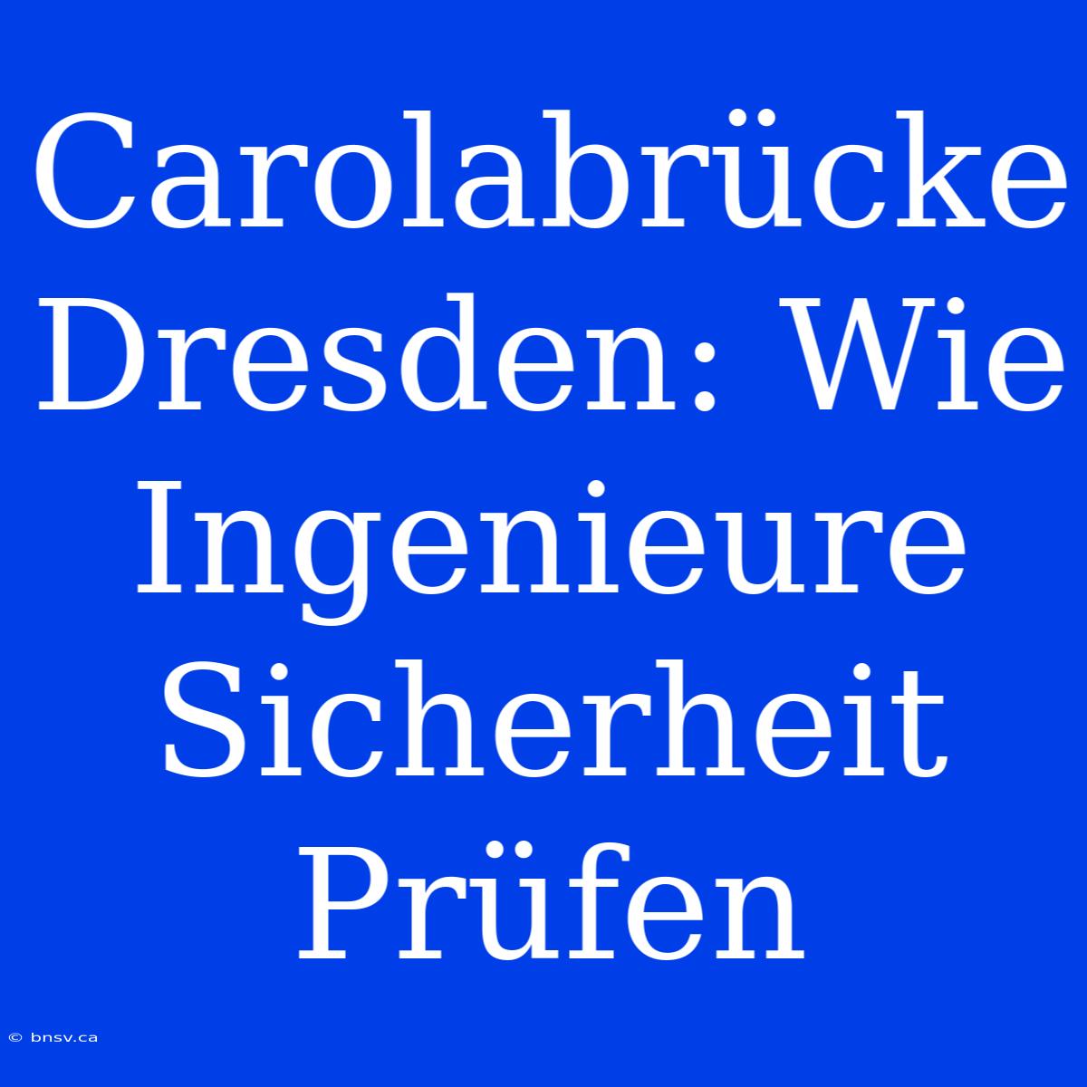 Carolabrücke Dresden: Wie Ingenieure Sicherheit Prüfen