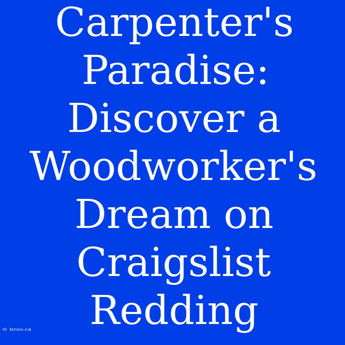 Carpenter's Paradise: Discover A Woodworker's Dream On Craigslist Redding