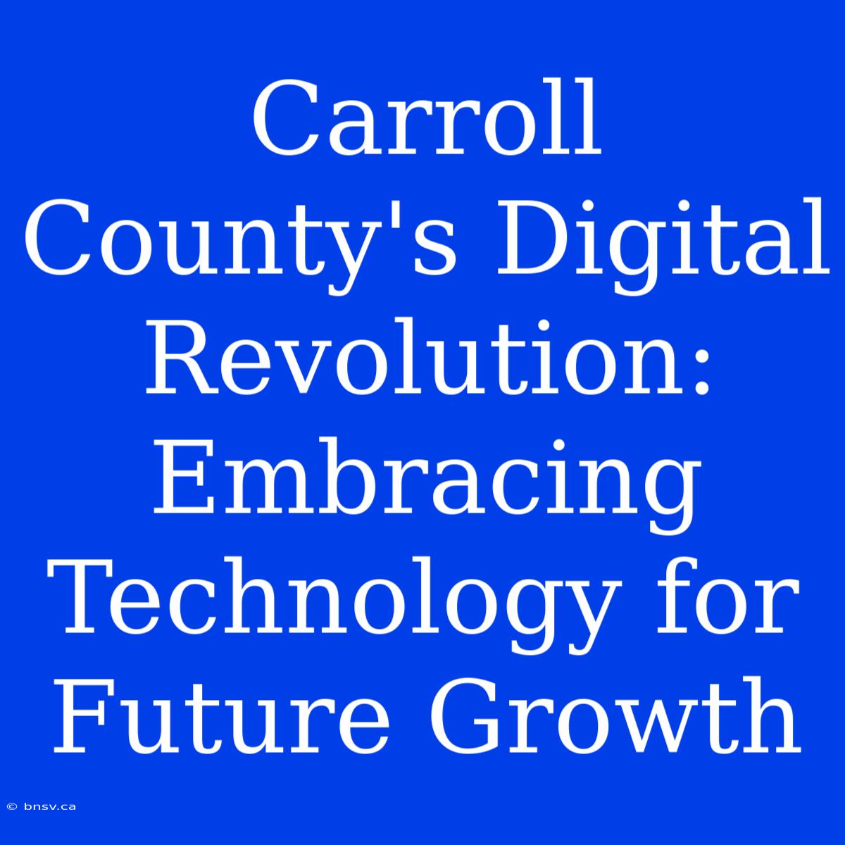 Carroll County's Digital Revolution: Embracing Technology For Future Growth