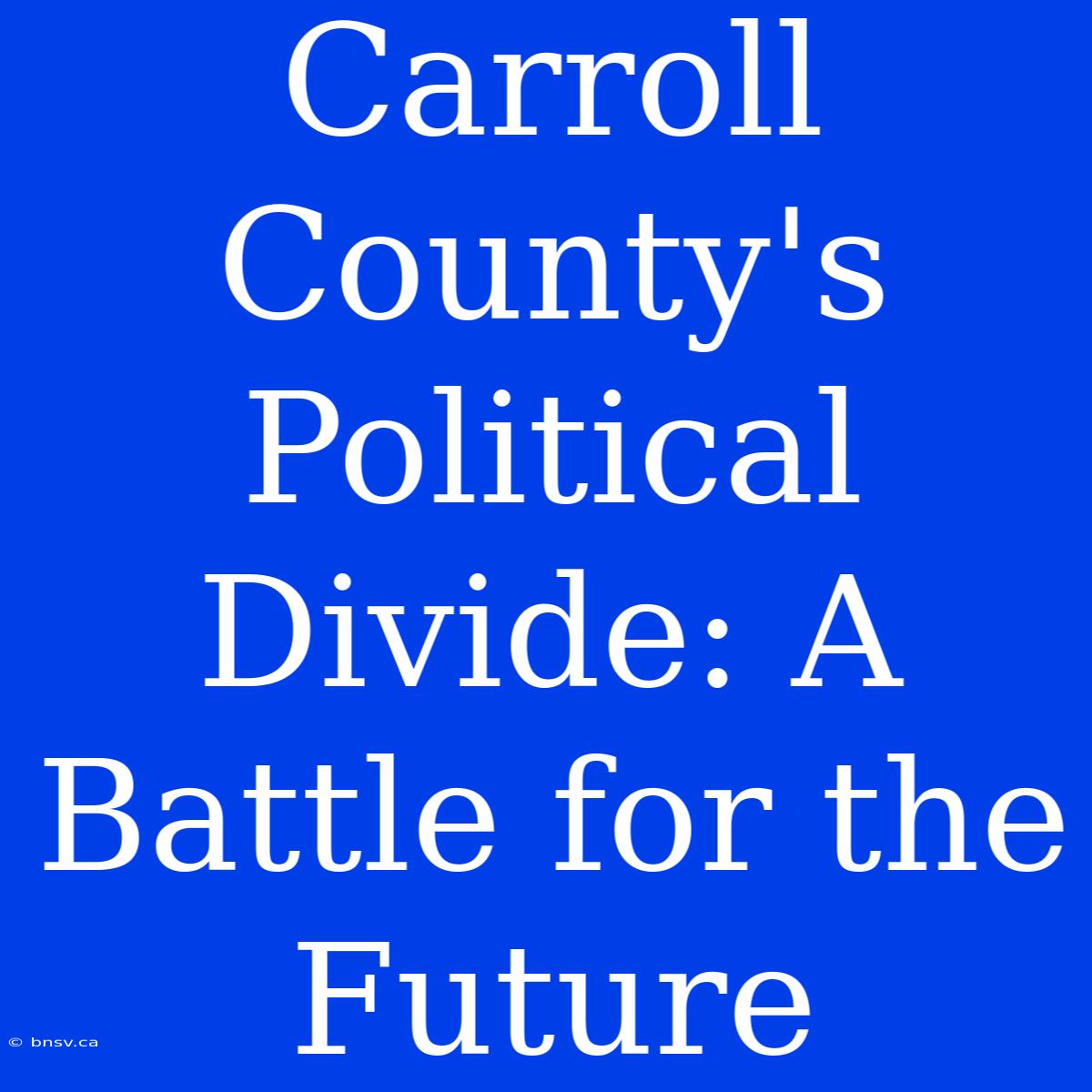 Carroll County's Political Divide: A Battle For The Future