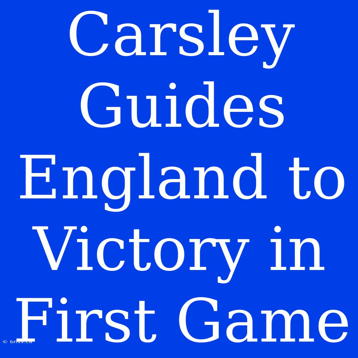 Carsley Guides England To Victory In First Game