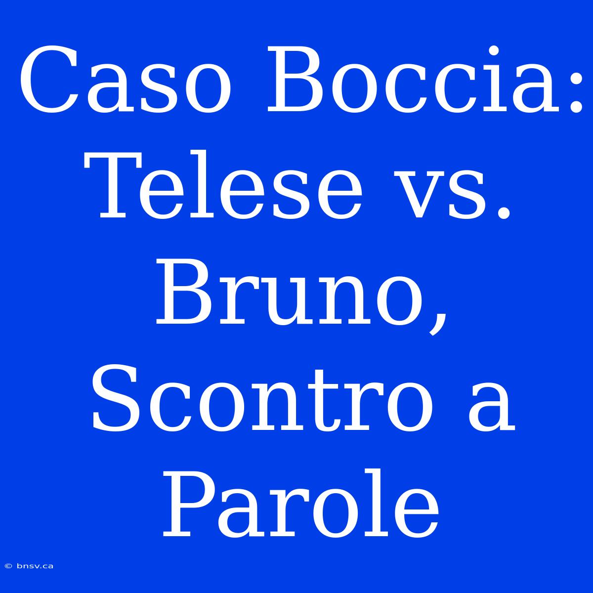 Caso Boccia: Telese Vs. Bruno, Scontro A Parole